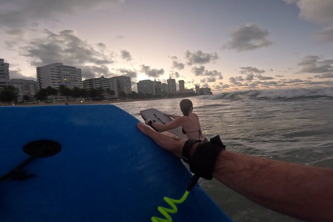 Boogie Board with Snacks and Drinks in San Juan - Learning to Handle the Boogie Board