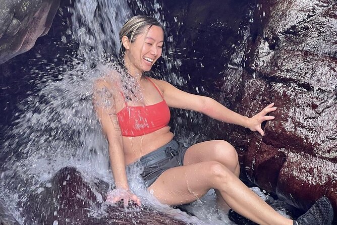 Rainforest Waterfall Slides/Adult Drinks included/ Beach - Sliding down the first rainforest waterfall