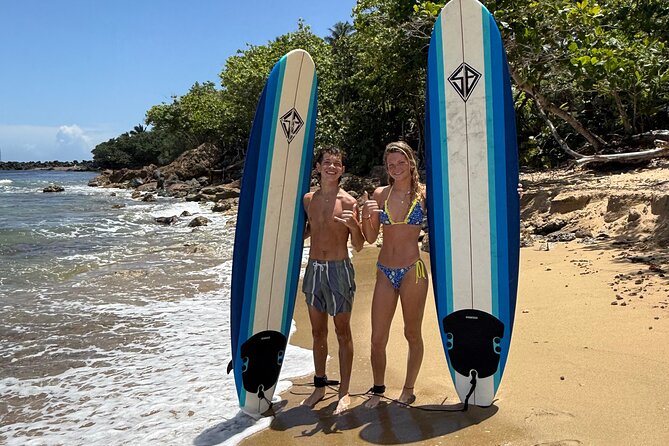 Surfing Lesson, Rincon PR - Sand instruction before the water