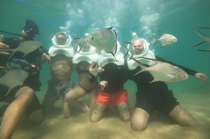 Underwater Sea Trek in San Juan: Explore Beneath the Waves - Entering the cove and getting used to the helmet